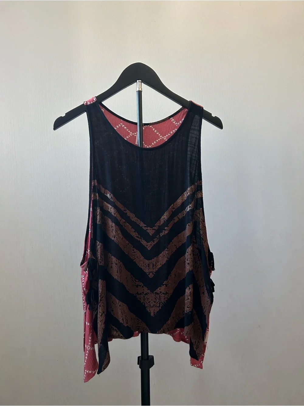 Free People Black and Rust Chevron Tank